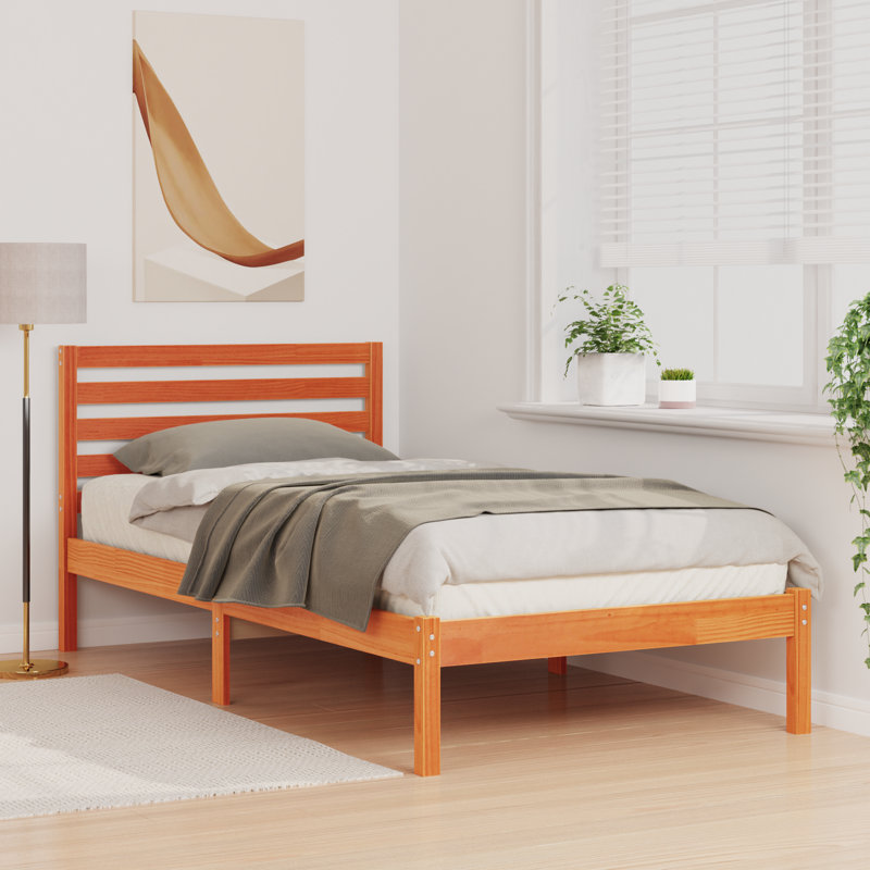 Solid Wood Bed, 80 x 200cm, Wax Brown