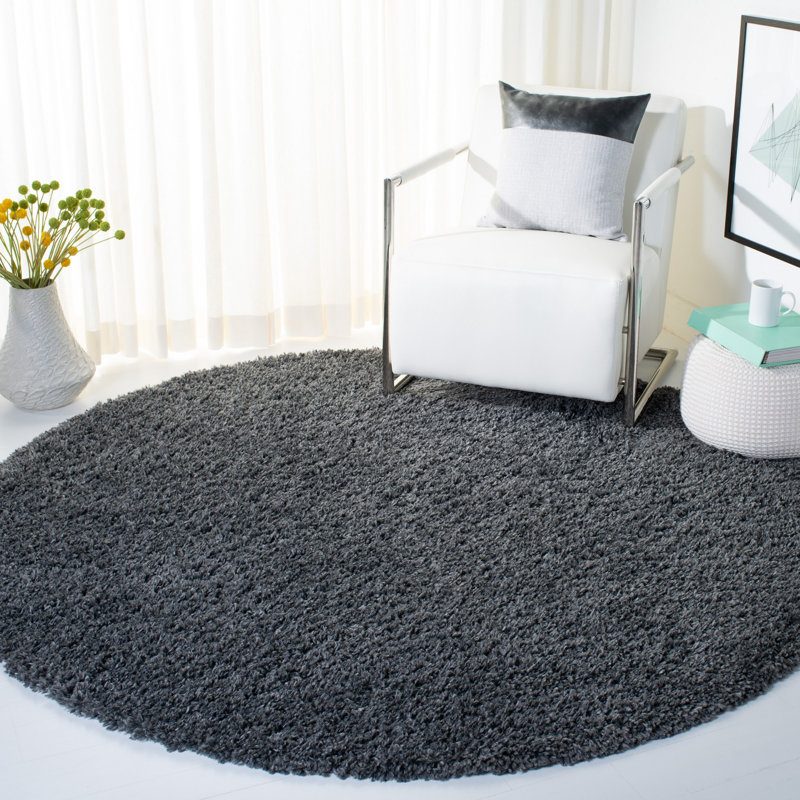 Edgecombe Shag Performance Solid Color Rug, Round 6'7"