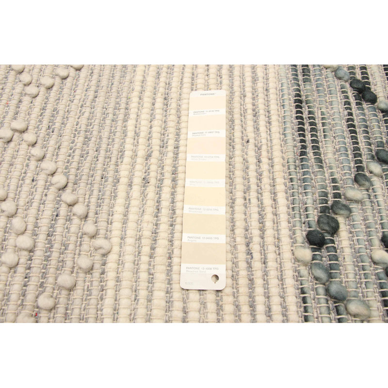 Tapis rectangulaire nouvel âge en laine Deriso 6 pi 2 po x 9 pi 3 po crème