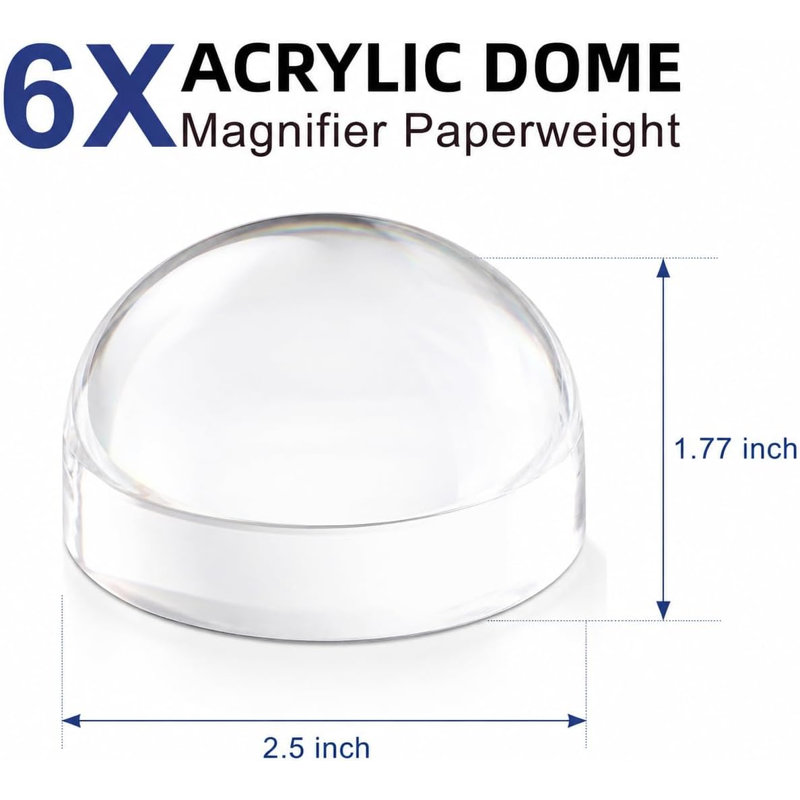 6X Dome/Paperweight Magnifier w/Pouch Table Magnifying
