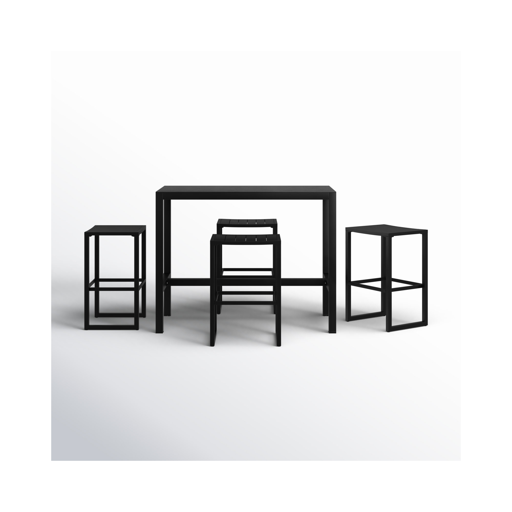 Armando 54'' Rectangular Outdoor Dining Set, 4, Black