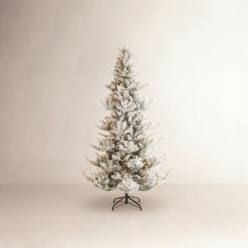 Sapin de Noël mince avec lumières, 7.5'
