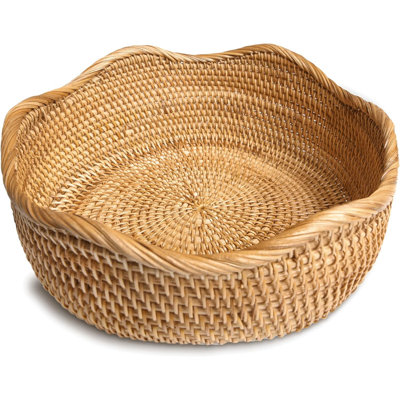10.2-Inch Hand-Woven Rattan Basket – Eco-Friendly Decor & Storage for Kitchen & Home