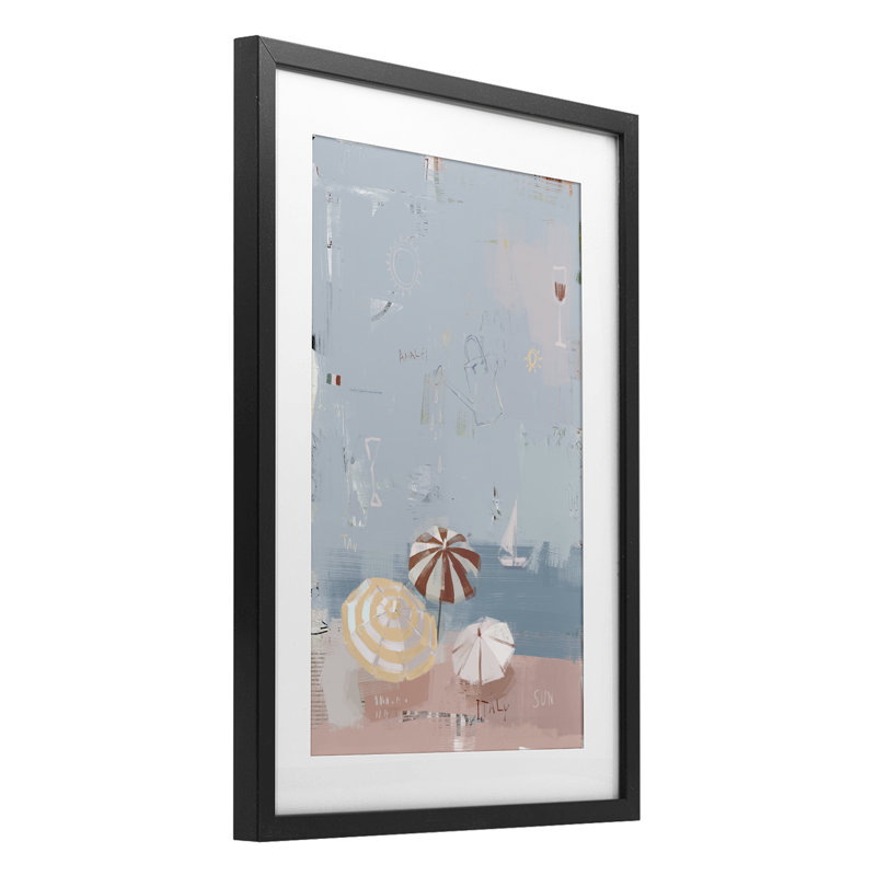 «Abstract Coastal Beach Holiday», reproduction sous verre encadrée, design par Anna Lischenko, H 20 po x l 14 po