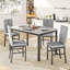 Ensemble de table de salle à manger 5 pièces pour 4 personnes, ensemble de coin repas rectangulaire en faux marbre avec 4 chaises rembourrées pour la cuisine, coin repas, petit espace-1597601856-1597601858