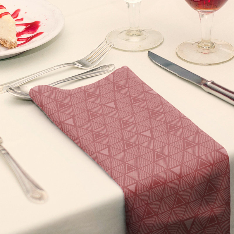Jordao Cotton Abstract Square Napkin, 0.1" H x 10" W x 10" D, Crimson