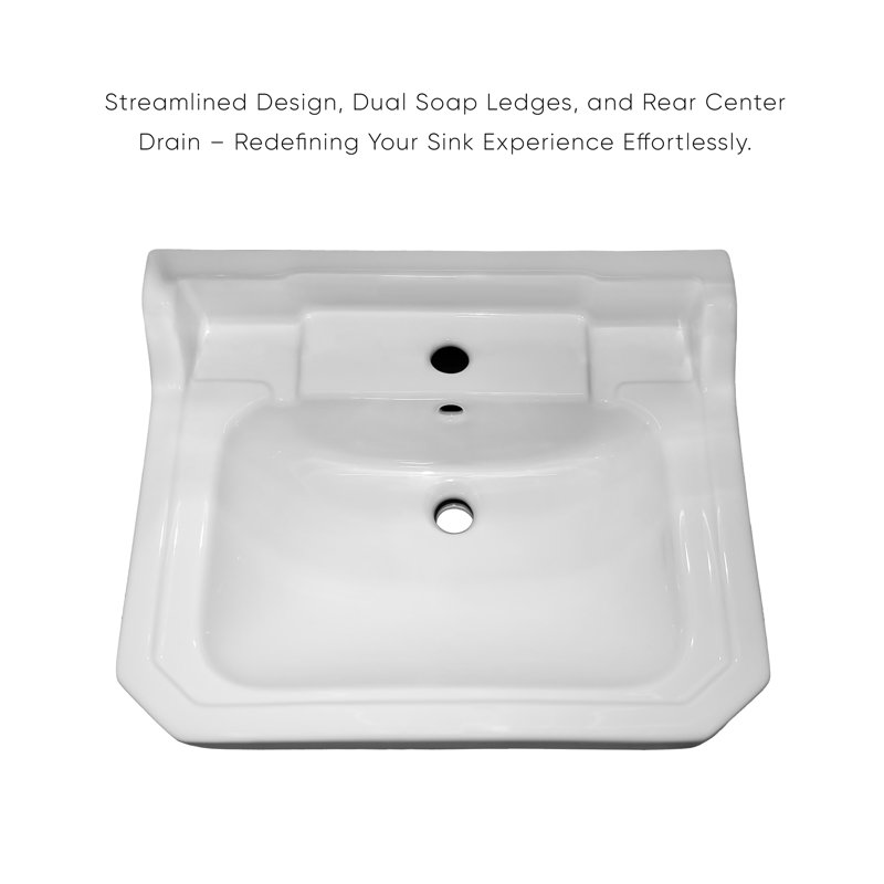 Victoriahaus 23.5" x 20" Rectangular Console Sink with Faucet Drill, Towel Bar, Backsplash, and Overflow, Single