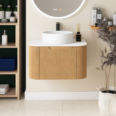 Meuble-lavabo mural simple 24 po x l 19 po x H 19 po avec comptoir en marbre