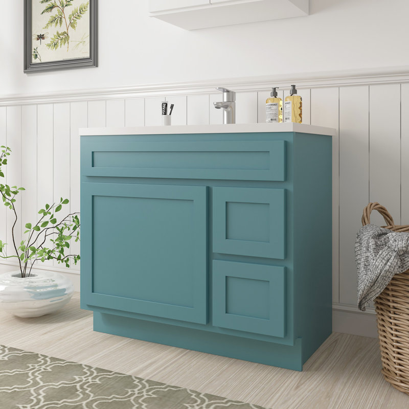 Base de meuble-lavabo simple 36 po seulement en bleu sarcelle, Bleu sarcelle