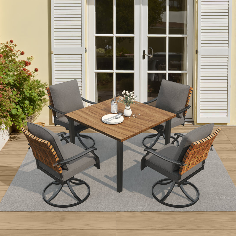 Ensemble repas d'extérieur 4 personnes Tansi, Gris foncé