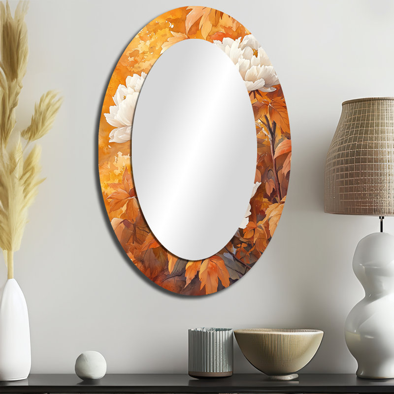 Miroir mural traditionnel pivoines par l'érable érable III - blanc, 36 po x 24 po
