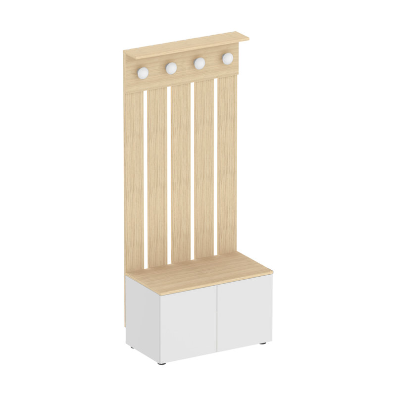 Shalonda Hall Tree 196.09cm Wide with Bench and Shoe Storage, White