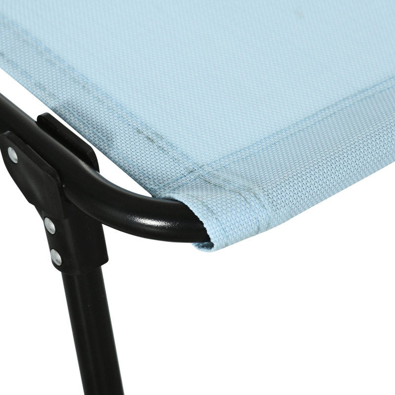 Chaise longue de plage pliable avec 4 positions d'inclinaison, coussin, filet respirant et élastique, bleu pailleté. Chaise longue pliante réglable d'extérieur, 4 positions, filet, siège élastique, bleu, personnalisable.