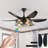 52" Modern Black Ceiling Fan With Light, 6 Fan Blades And Industrial Cage Design, Adjustable Speed For Living Room, Bedroom, Dining Room (Silent/6-Speed/Reversible/DC Motor) (Bulb Not Included)
