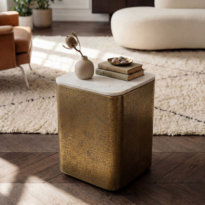 Marble Top Pedestal Square Side Table