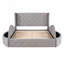 Upholstered Platform Bed, Queen Size Storage Bed With Wingback Headboard And 1 Big Drawer