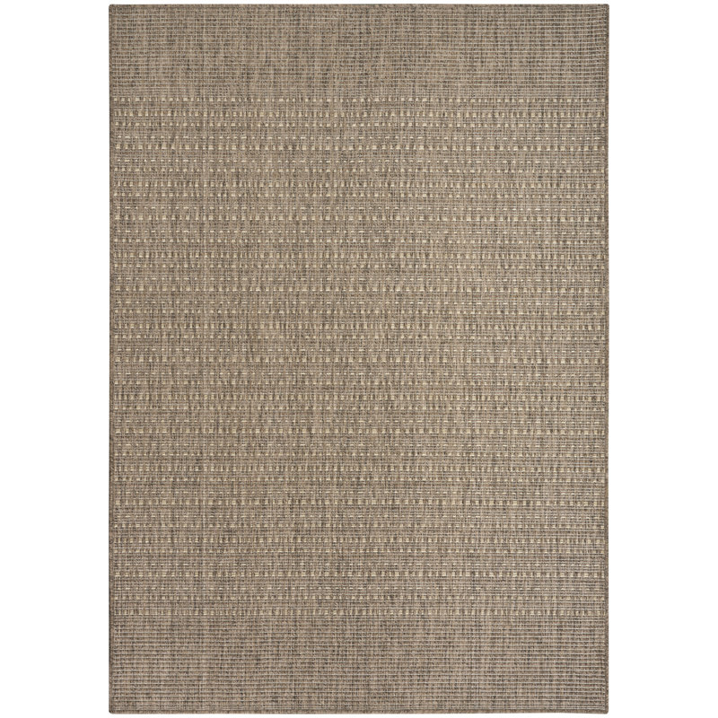 Tulum Striped Indoor/Outdoor Area Rug, Rectangle 5'3" x 7', Brown