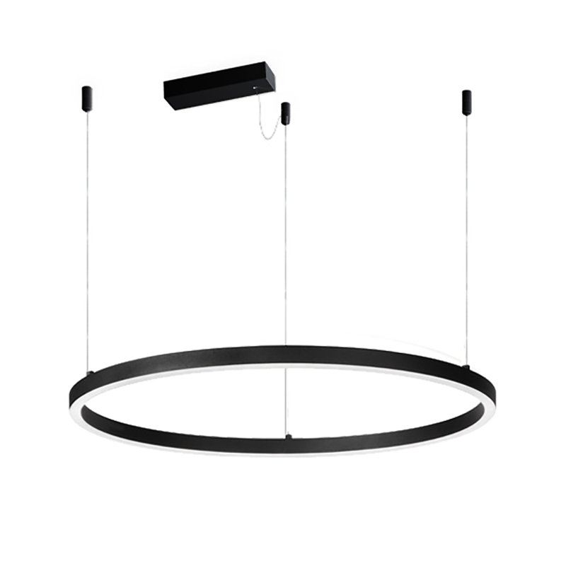1 - Light Geometric LED Chandelier, 205cm H x 50cm W x 50cm D, Black