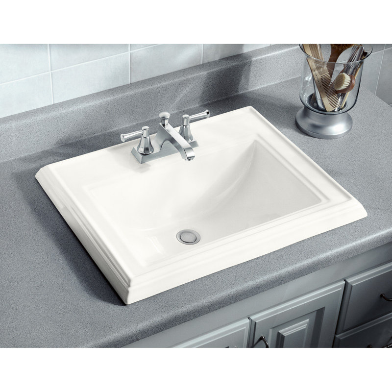 Memoirs® Rectangular Drop-In Bathroom Sink with Overflow, Biscuit, Single