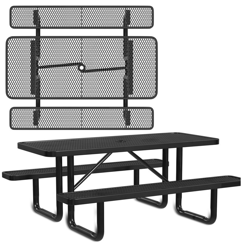 Leisure Craft Standard Outdoor Picnic Table, Black, 72" W