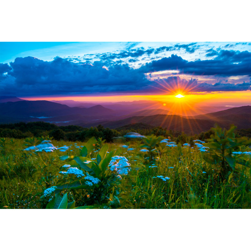 Deemer Sunset from Max Patch 1 Piece Wrapped Canvas Wall Art, 20cm H x 30cm W x 3.8cm D