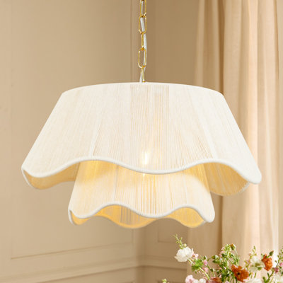 Luminaire suspendu en tissu tissé 1 lumière avec abat-jour pétale double couche