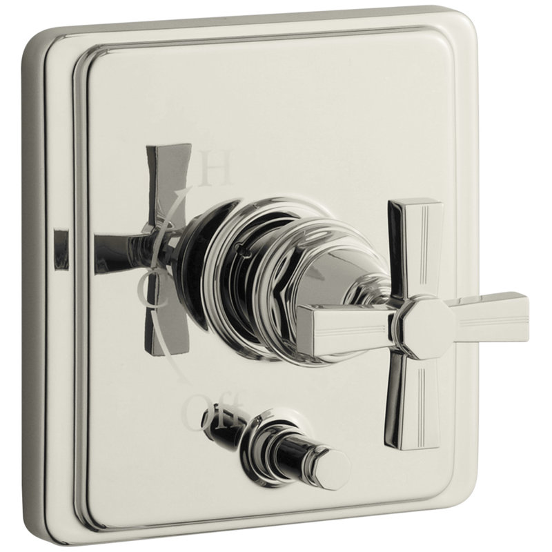 Robinet de douche à équilibrage de pression Pinstripe® Rite-Temp avec inverseur et poignée en croix rainurée