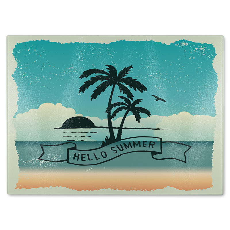 Hello Summer Glass Chopping Board, 28cm L x 20cm W