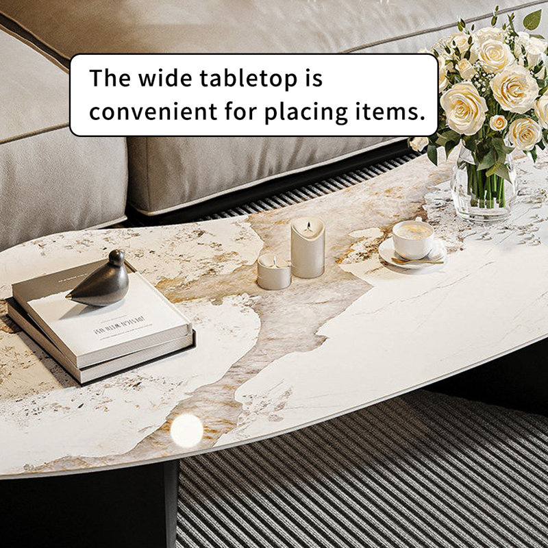 Simplicity Home Creativity Slate Coffee Table, 15.74" H x 55.11" L x 27.55" W, White/Taupe