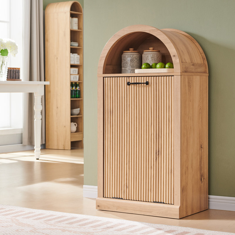 Armoire à poubelle arquée Modern Tilt Out, Naturel