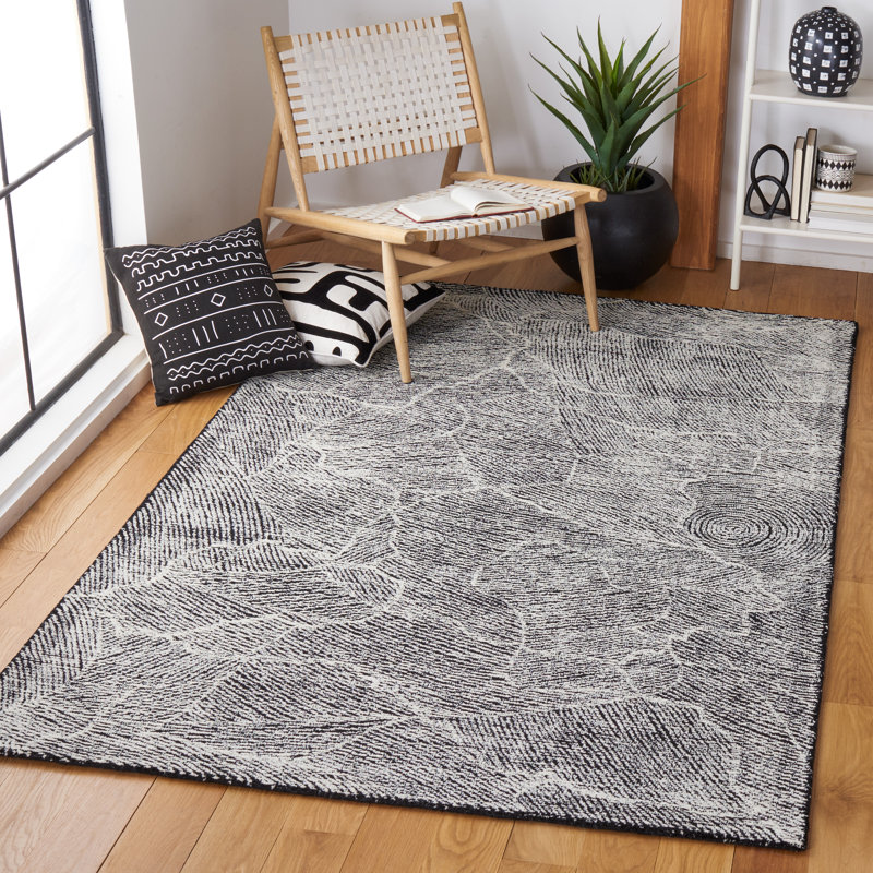 Tapis en laine et coton touffeté à la main Goines, Rectangle 5 pi x 8 pi