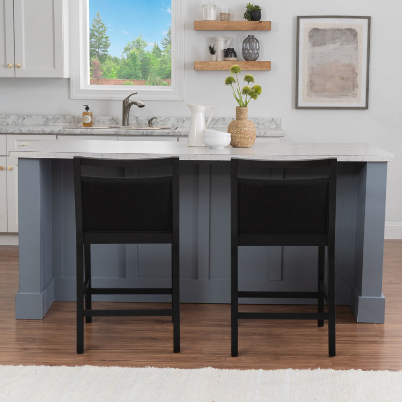 Skylar Upholstered Black Counter Stool, Black