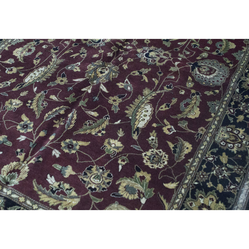 Hand-Knotted High-Quality Wine and Black Area Rug