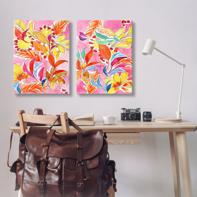 "Whimsical Leaf Impressions", ensemble de 2 impressions sur toile par Regina Moore
