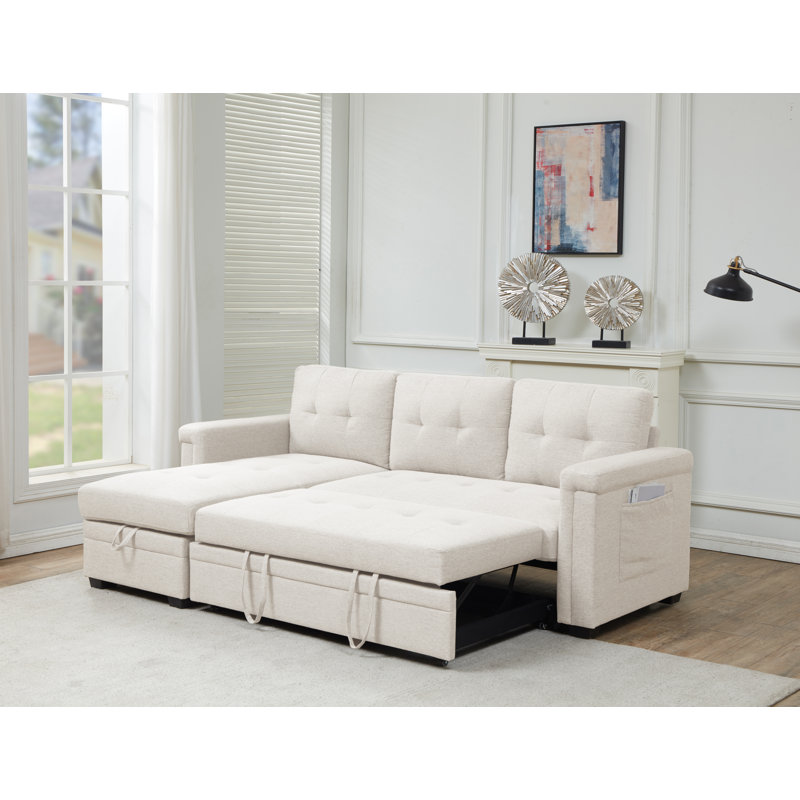 Raiyna 2 - Piece Upholstered Sectional, Cream Polyester Blend