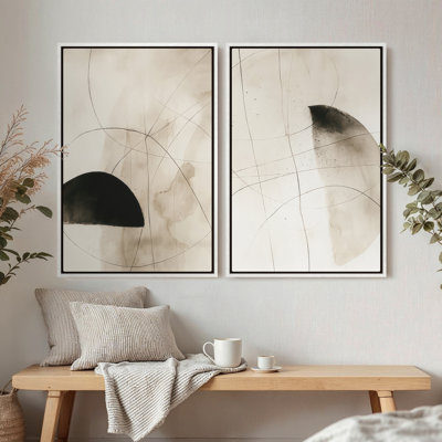 Framed Canvas Wall Art - Vintage Abstract Wall Prints for Bedroom 