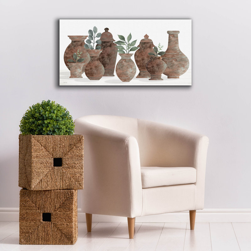  «Clay Pots Still Life» par Cindy Jacobs, art mural sur toile, 40 po x 20 po