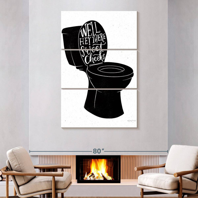 Ketti Bathroom Puns II Black, 74" H x 48" W