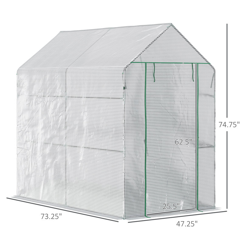 Outsunny 47.25" X 73.25" X 74.25" Walk-In Greenhouse
