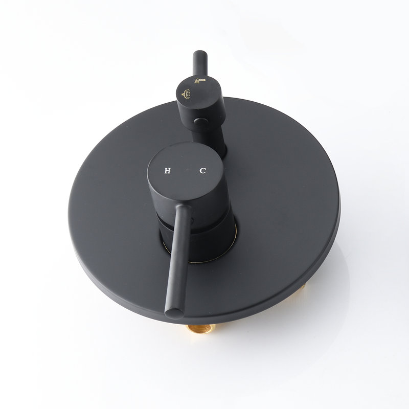 Inverseur de mélangeur de douche / baignoire, soupape brute de 1/2 po avec garniture ronde, Noir