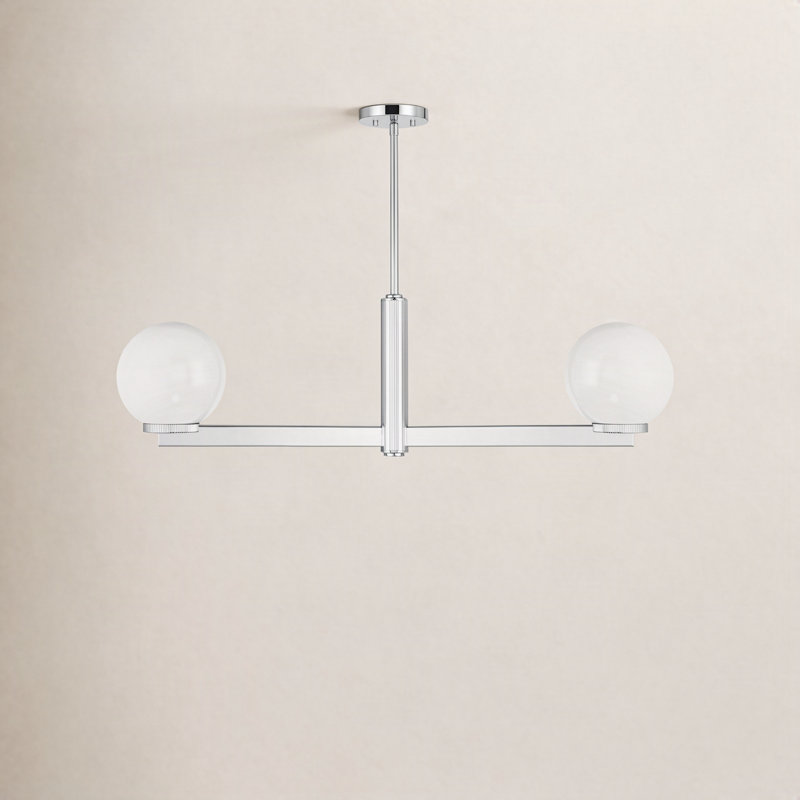 Oshra 2-Light Linear Chandelier in Chrome, Chrome