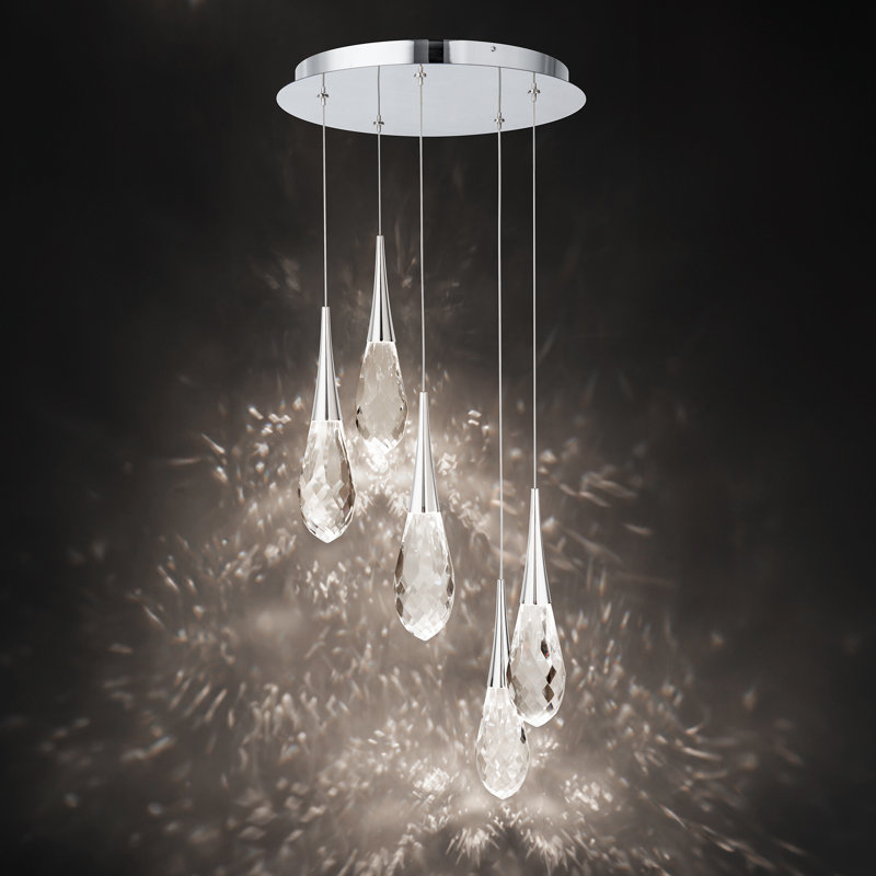 Hibiscus 5 - Light LED Pendant, Polished Nickel