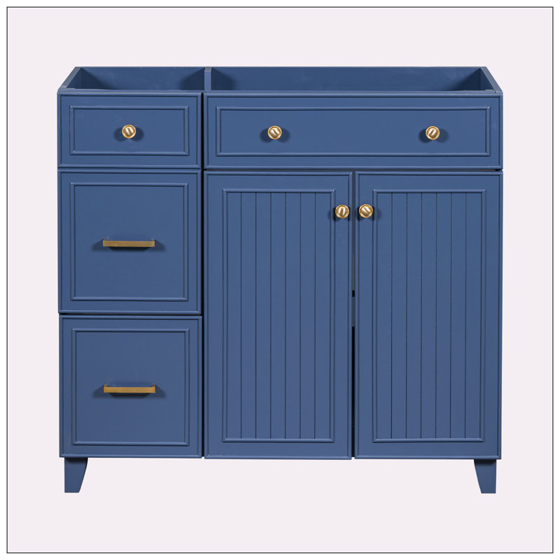 35.43'' Single Bathroom Vanity Base Only, Navy Blue