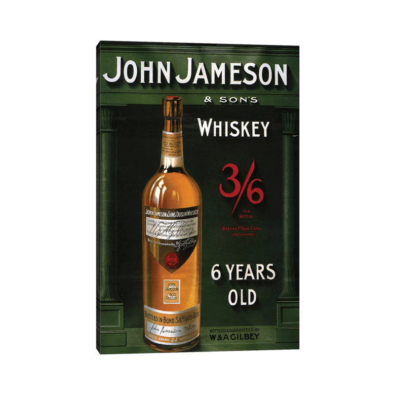 1906 John Jameson Whiskey Advert - Wrapped Canvas Print, 66.04 cm H x 45.72 cm W x 1.91 cm D
