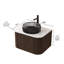 Meuble-lavabo moderne avec lavabo en verre, finition noyer, fixation murale