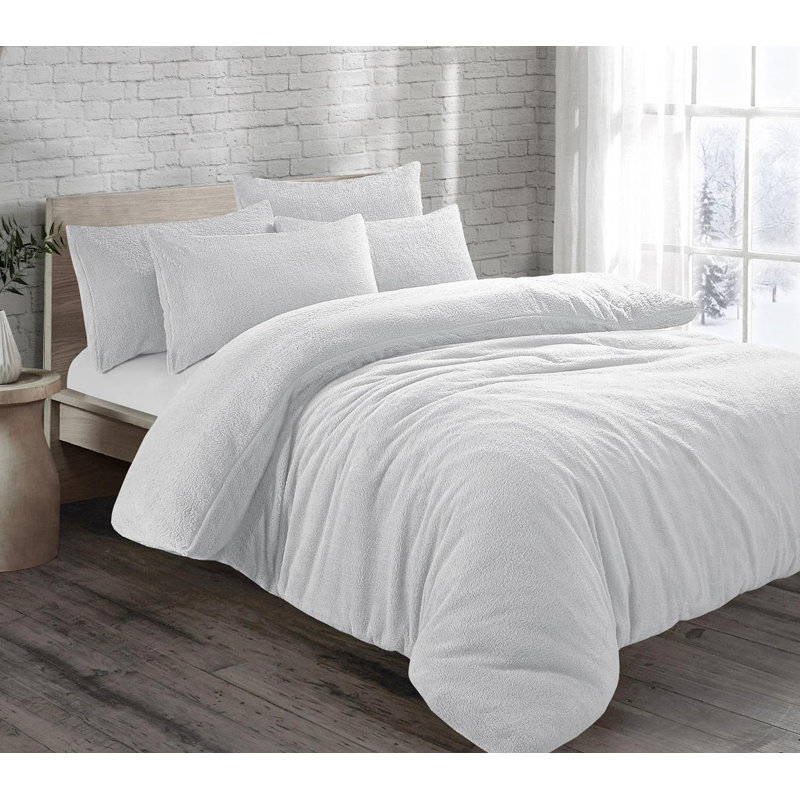 Mioara Polyester Solid Colour Duvet Cover Set with Pillowcases Included, Single - 1 Pillowcase (50 x 75 cm), White