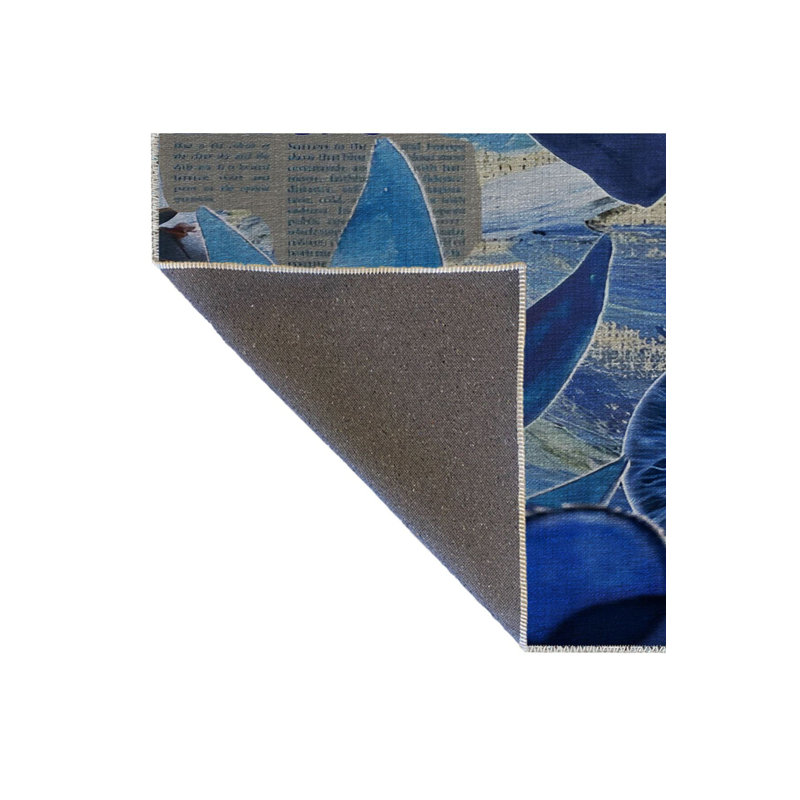 Tapis bleu lavable et décoratif bleu, Sous-tapis rectangulaire 3 pi 11 po x 5 pi 11 po i