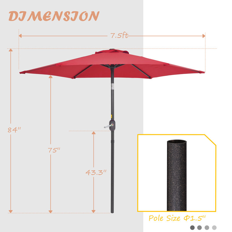 Parasol de marché 7,5 pi Blaise, Rouge vin