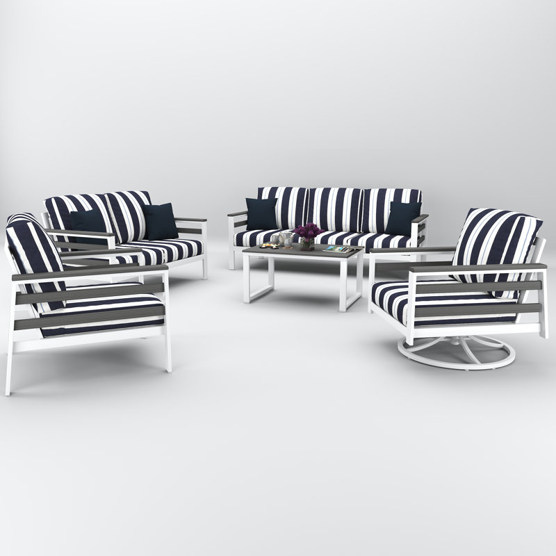 Ensemble de conversation avec coussins Sunbrella pour 7 personnes Townsend, Gris côtier