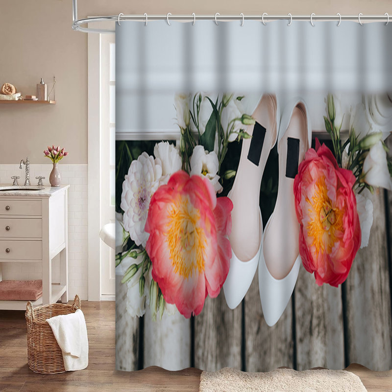 Rideau de douche rustique blanc avec 12 crochets, L 72 po x l 84 po